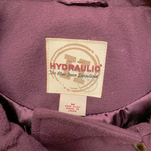 Hooded maroon/purple pea coat - Picture 3 of 4